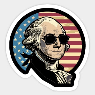 George Washington Funny July 4th American Flag Sticker